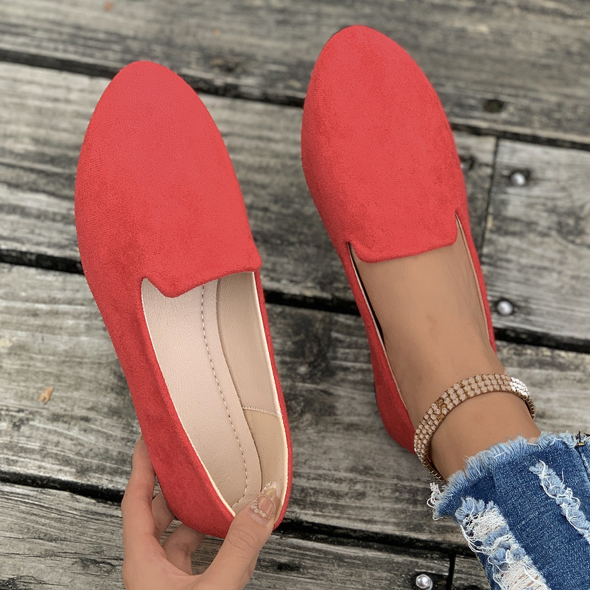 SHERNA™ - Women’s Solid Colour Flats Soft Sole Pointed Toe Slip-On Shoes