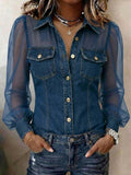 Élodie | Elegant Denim Effect Blouse