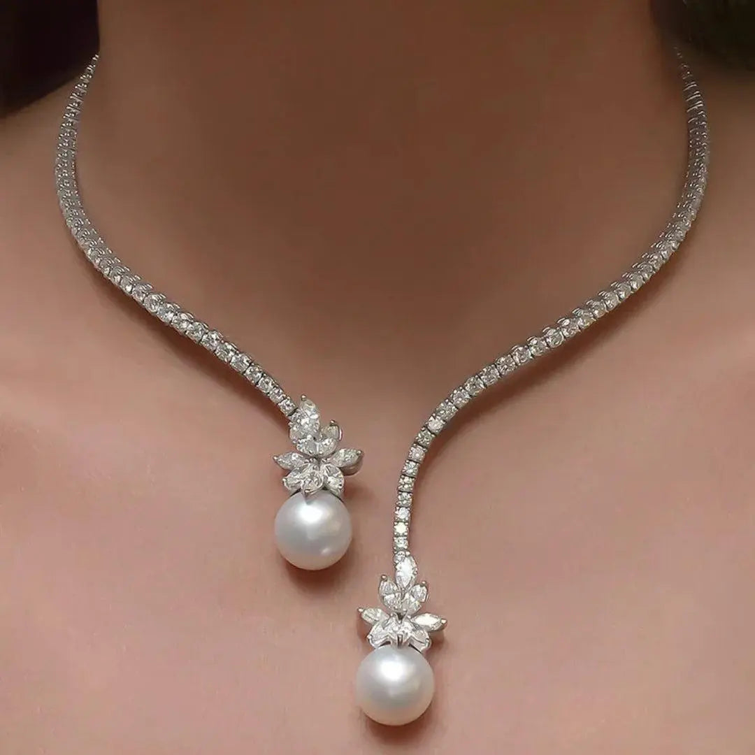 Elegant and Radiant Necklace with Sterling Silver Pearls