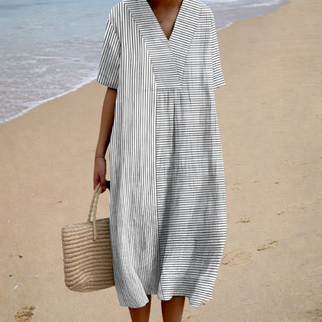 Delphine | Striped Midi Dress