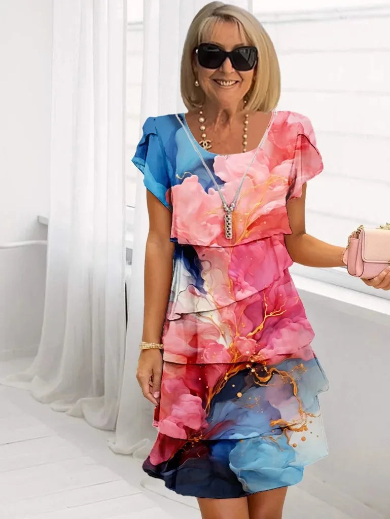 Adèle – Elegant Fluid Dress with Ruffles