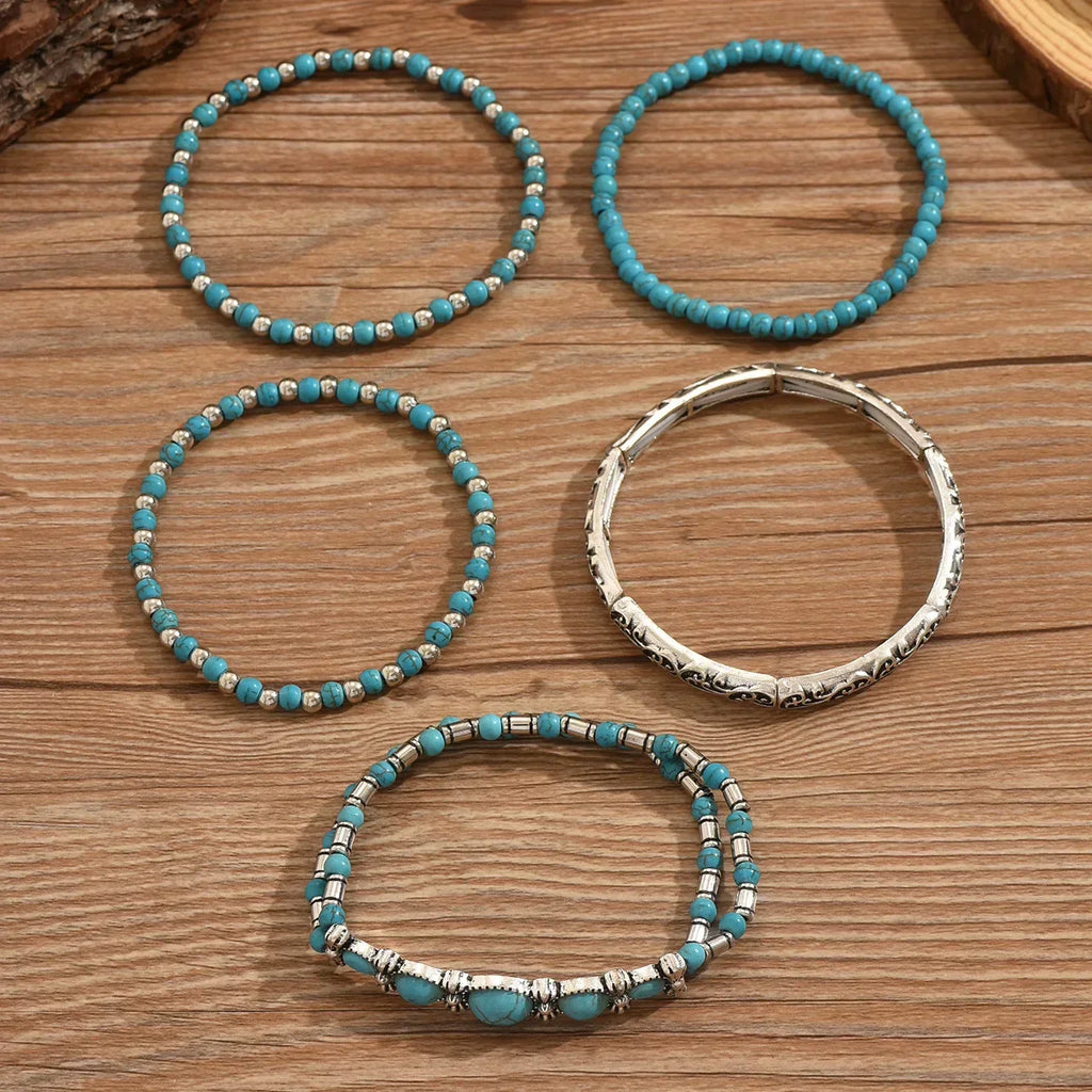 Boho Bracelet Set with Turquoise Beads