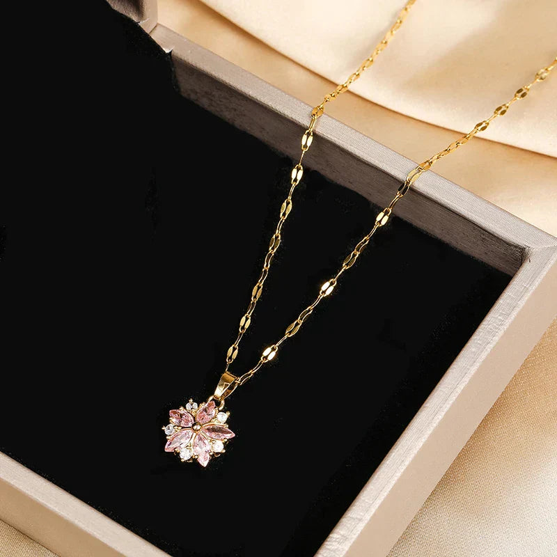 Sakura Rose Romantic Stainless Steel Necklace