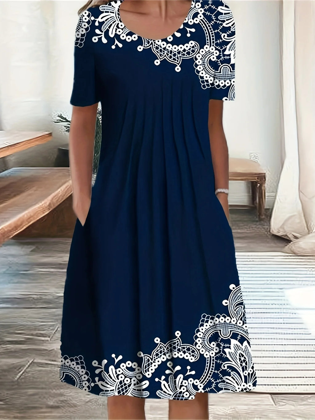 Dorothy — Lace Print Midi Dress