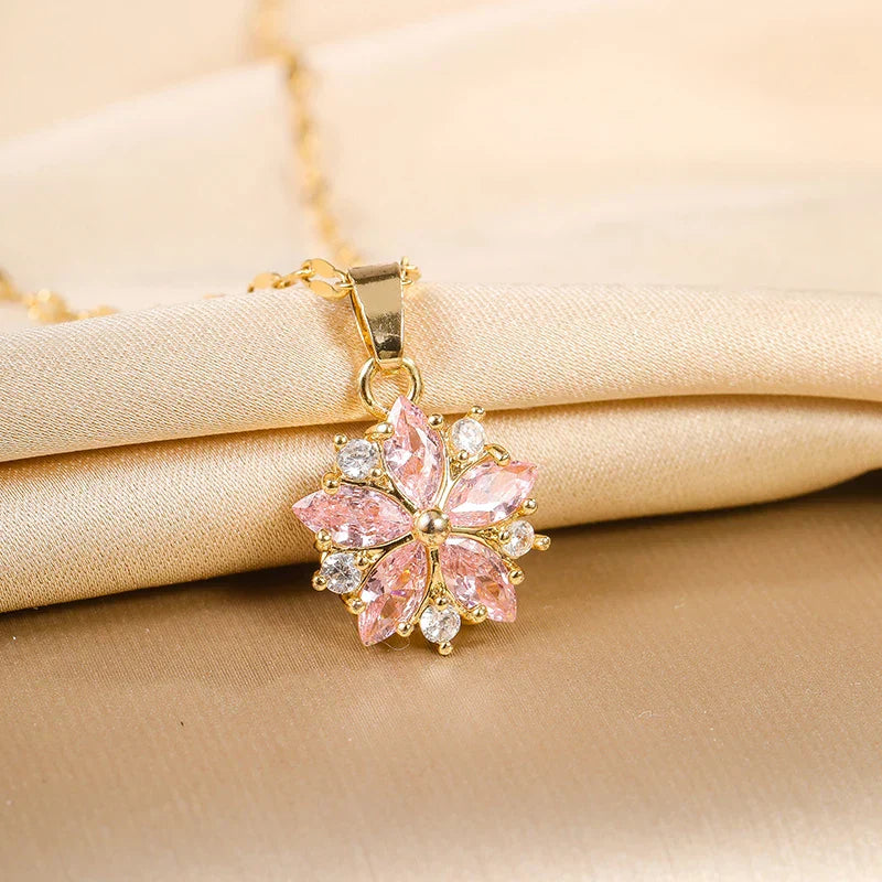 Sakura Rose Romantic Stainless Steel Necklace