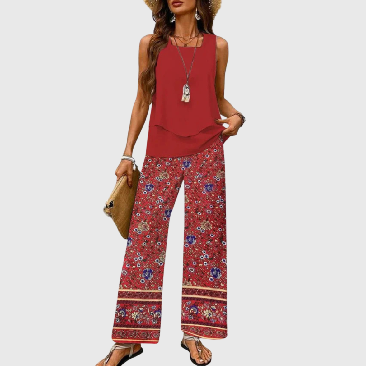 Ovelynra™ | Sleeveless Top and Wide Leg Trousers
