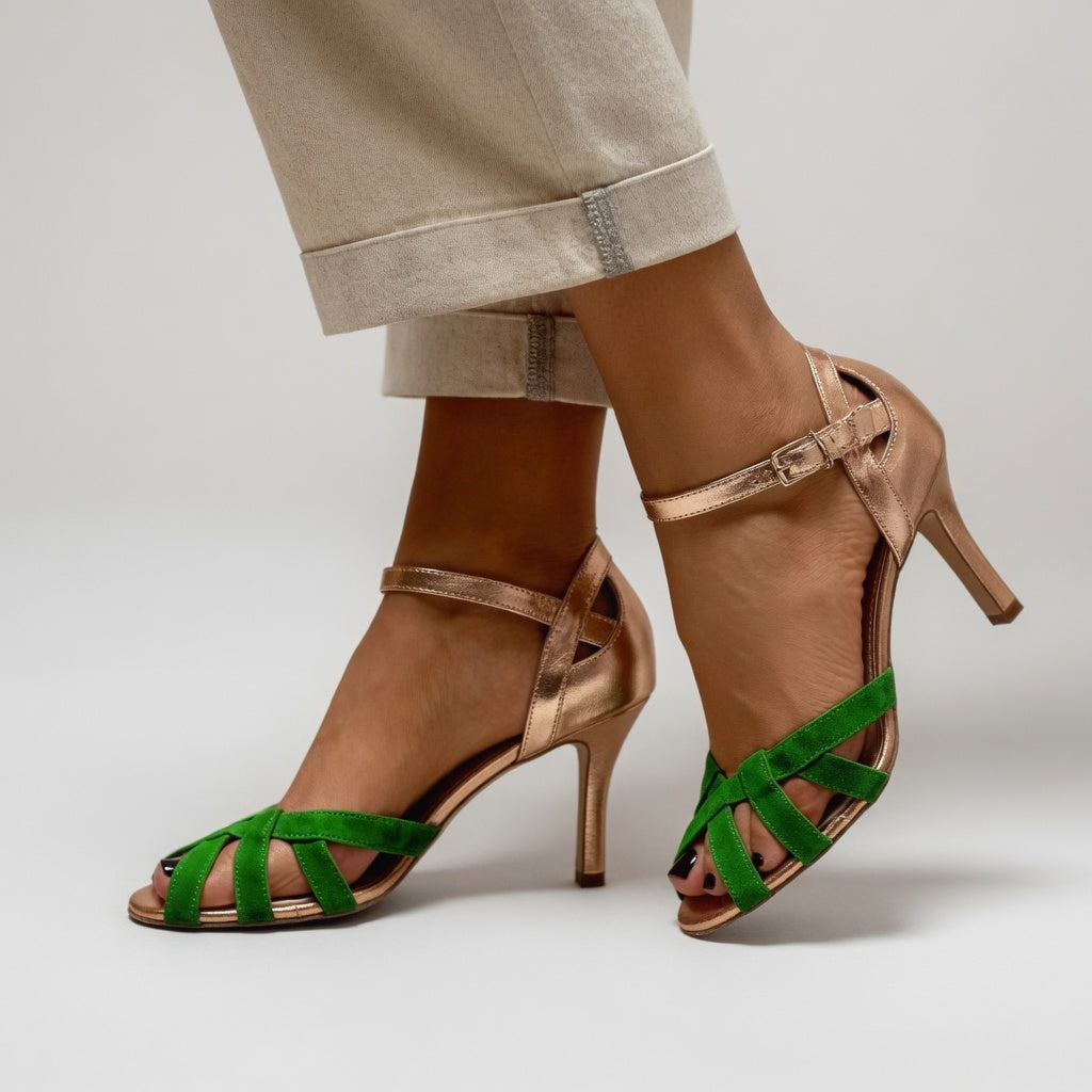 Amélia™ — Woven Sandal with Stiletto Heel in Feminine Retro Elegance