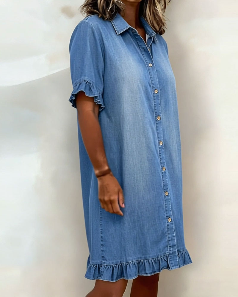 Amelia | Comfortable denim dress with flattering gathering