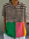 Eva | Vibrant Striped Shirt with Colour Blocks