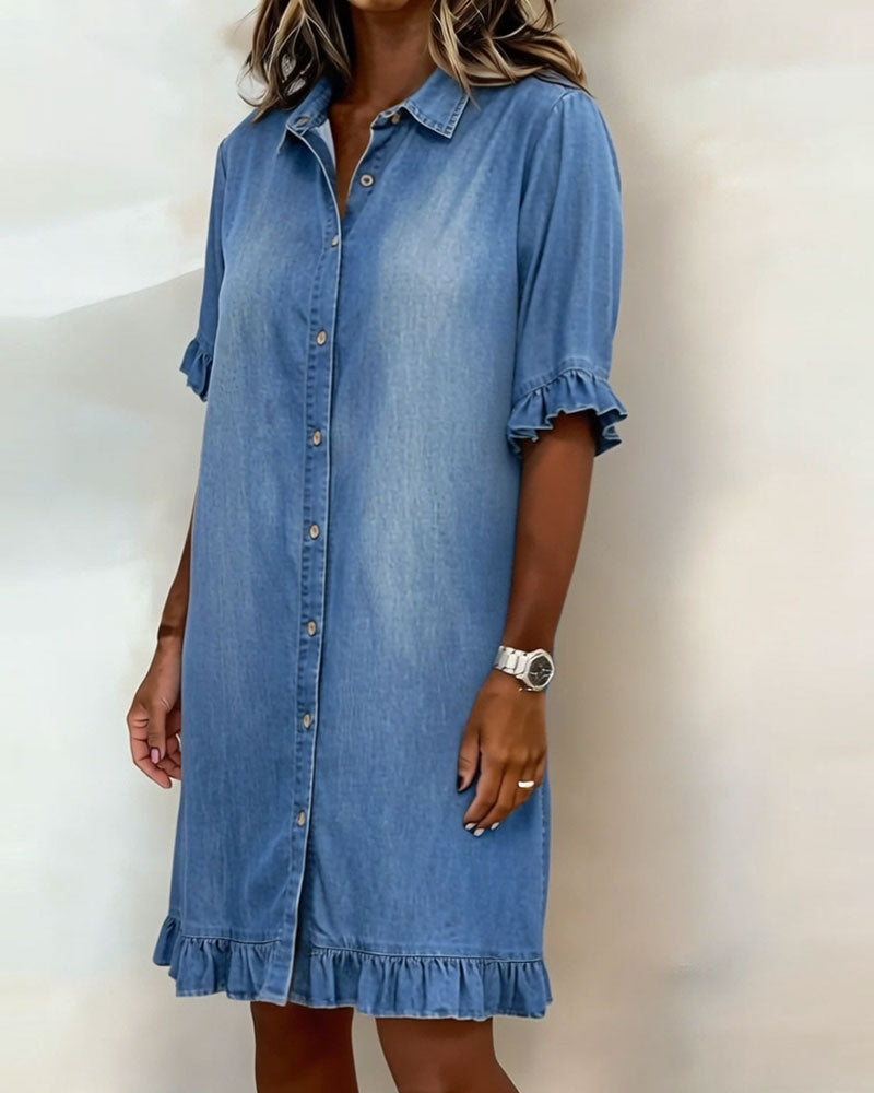 Amelia | Comfortable denim dress with flattering gathering