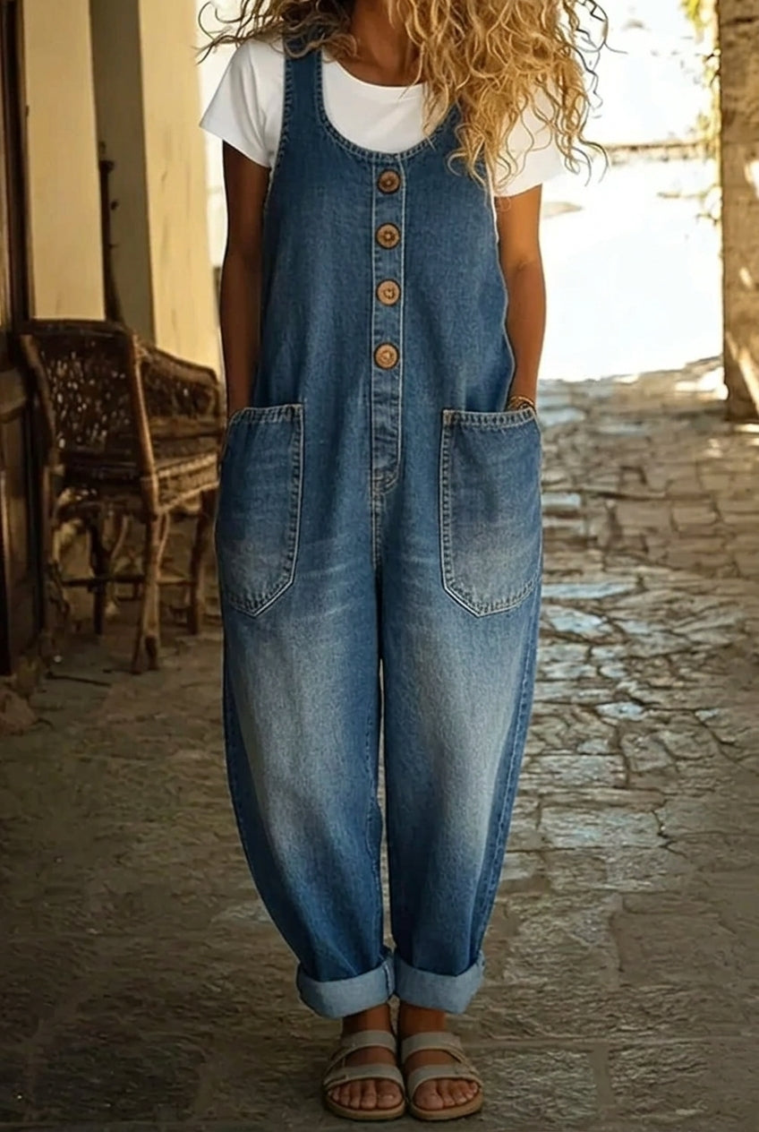 Nancy | Vintage Washed Cotton Denim Overalls