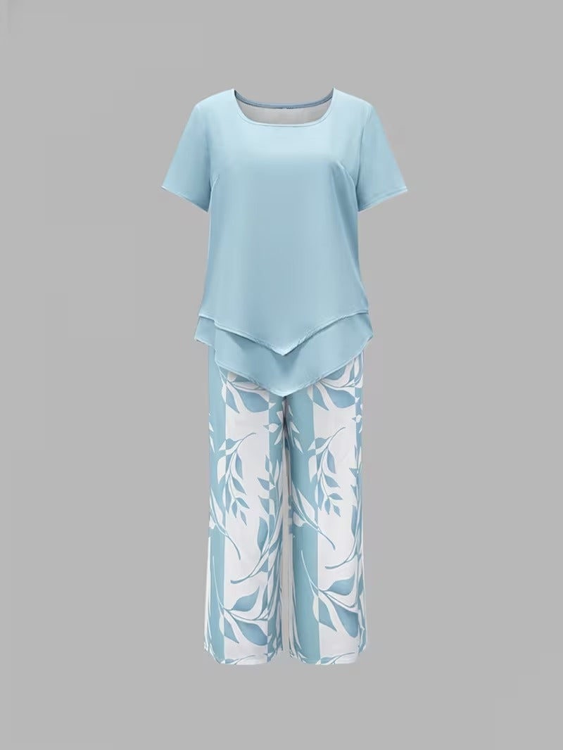 Avy™ | Casual Two-Piece Set with Leaf Print