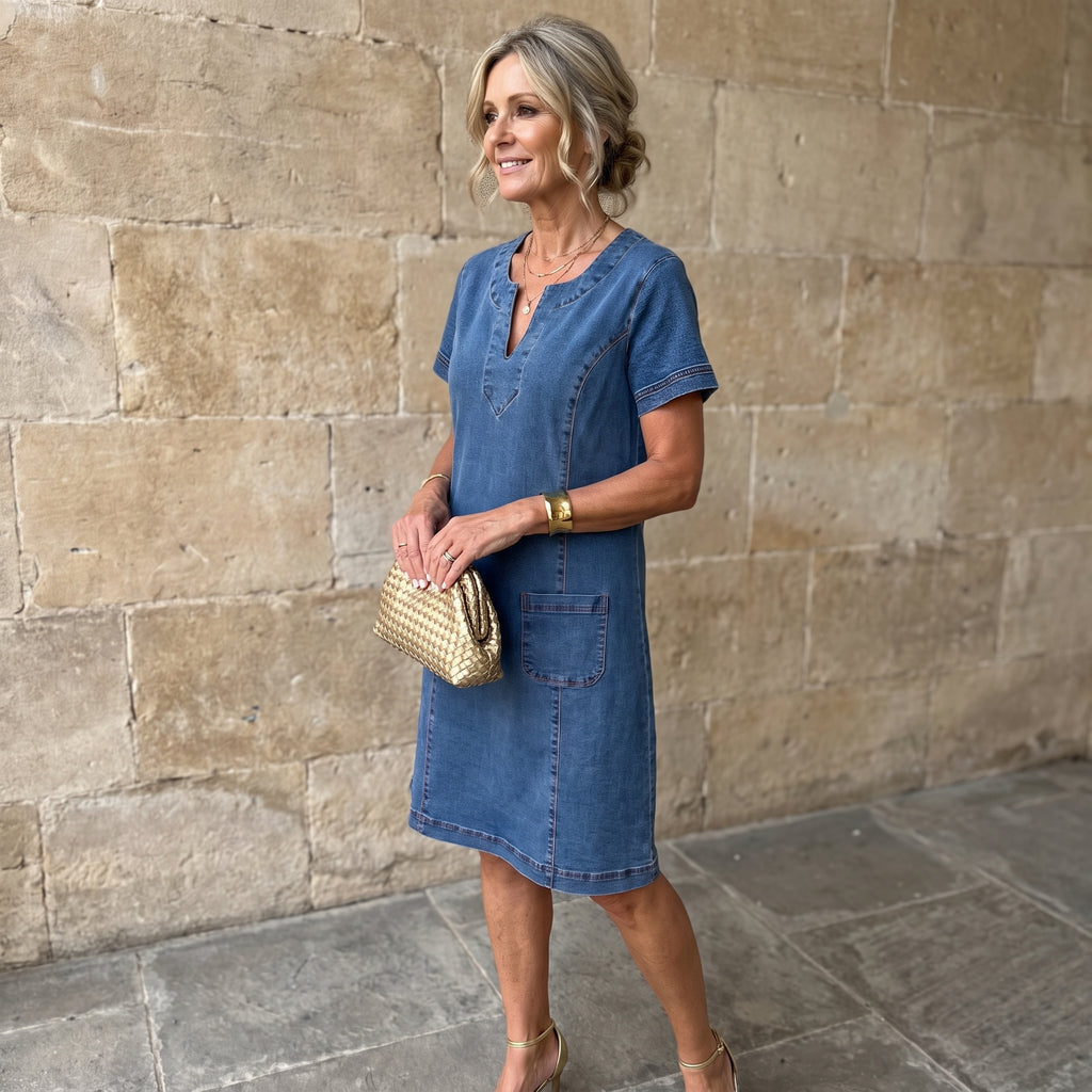 Isa™ – V-Neck Short Sleeve Dress