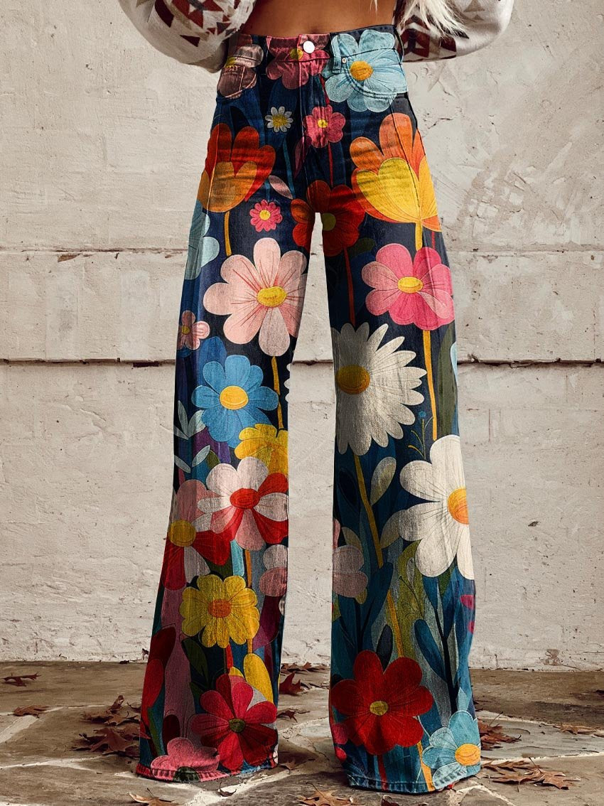 FLEUR™ - Chic Floral Wide-Leg Trousers