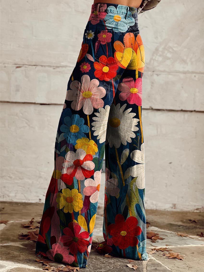 FLEUR™ - Chic Floral Wide-Leg Trousers