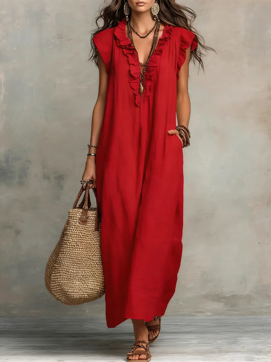 Emma | Long Boho-Style Dress Made of Linen and Cotton