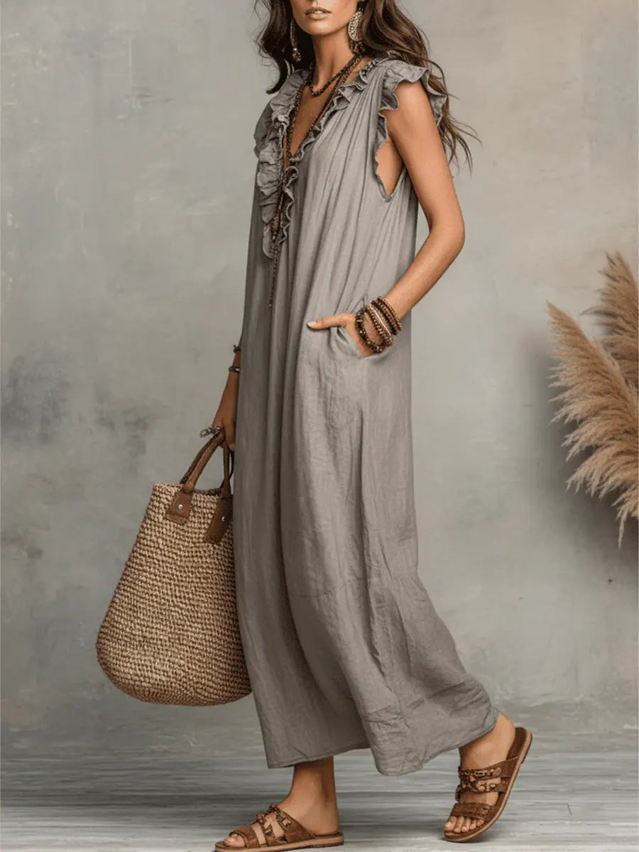 Emma | Long Boho-Style Dress Made of Linen and Cotton