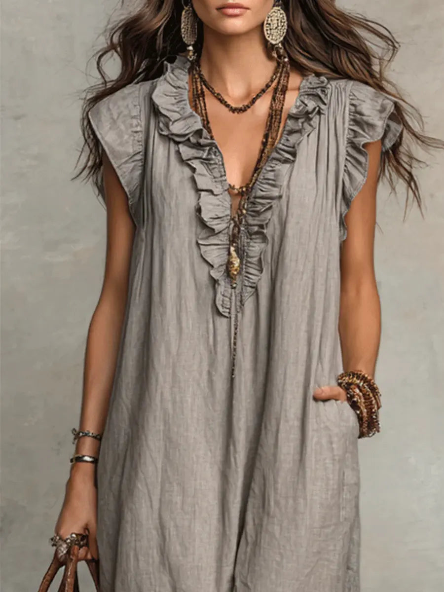 Emma | Long Boho-Style Dress Made of Linen and Cotton