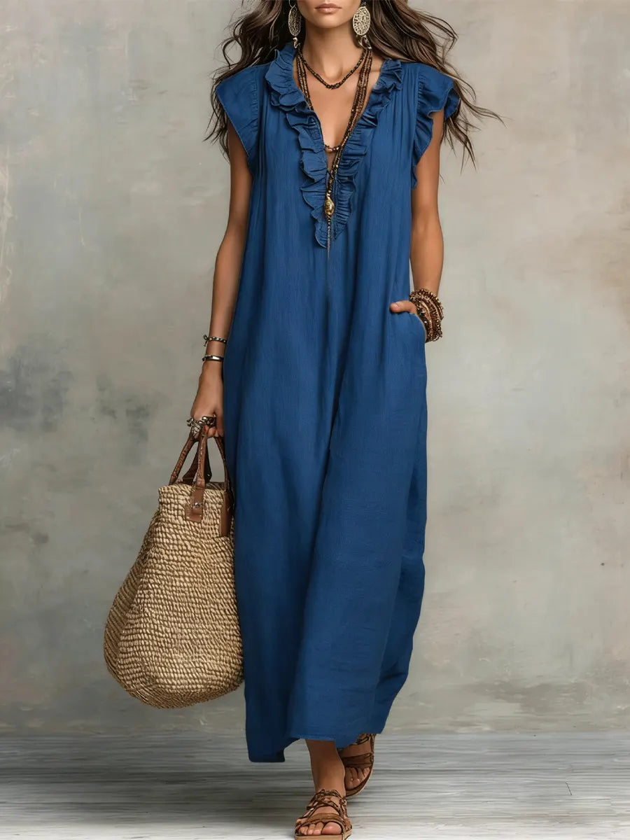Emma | Long Boho-Style Dress Made of Linen and Cotton