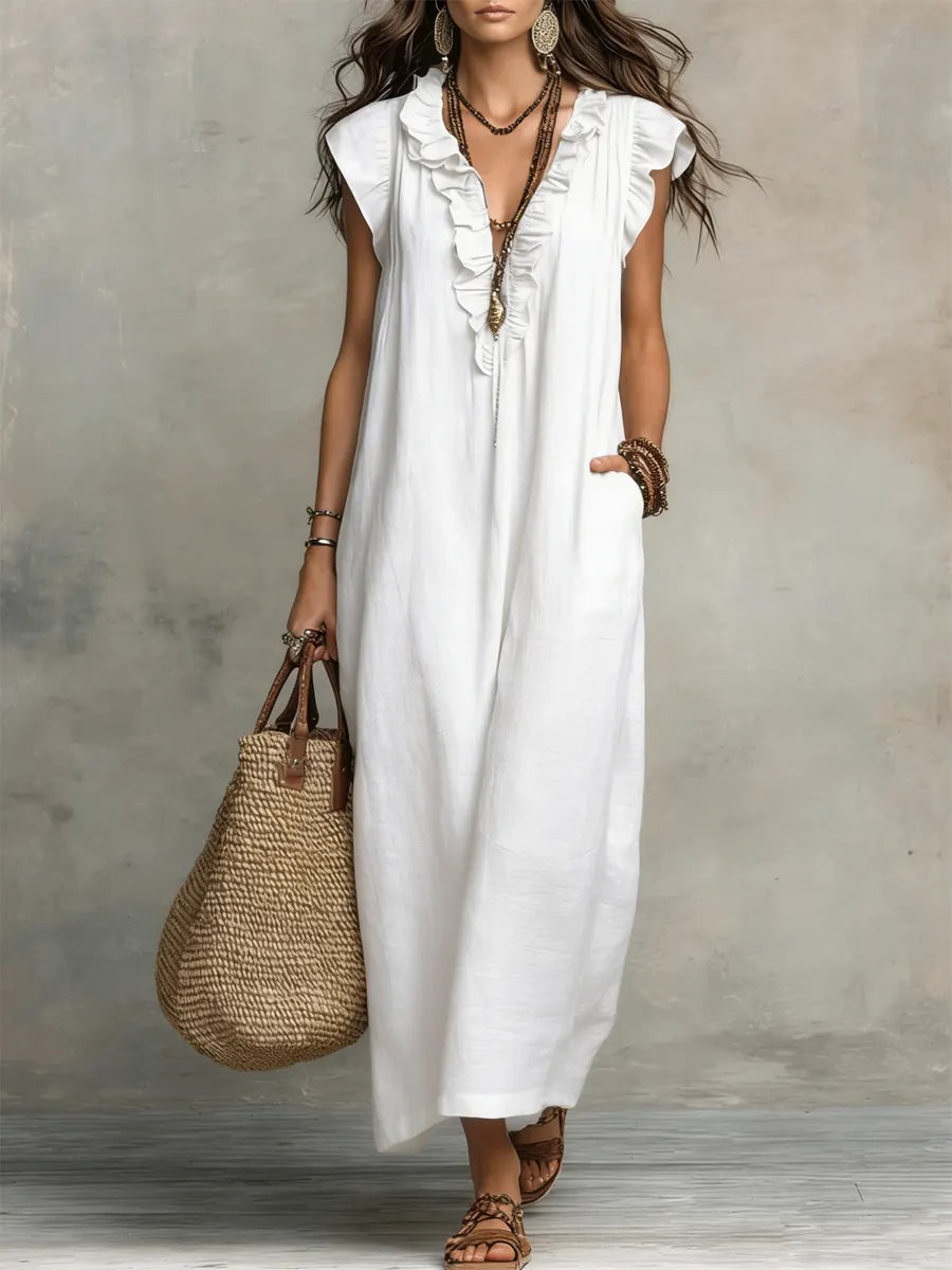 Emma | Long Boho-Style Dress Made of Linen and Cotton