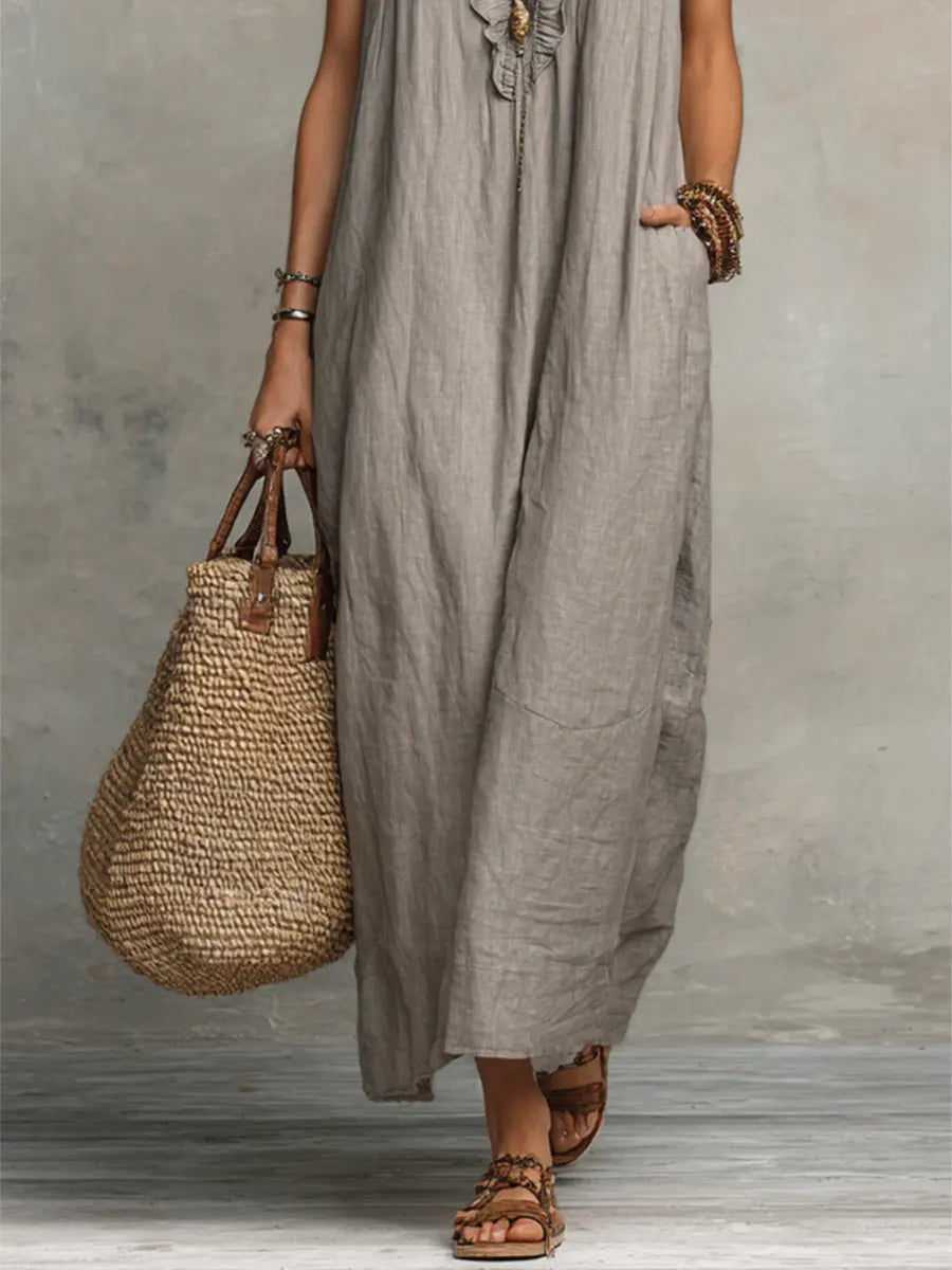 Emma | Long Boho-Style Dress Made of Linen and Cotton