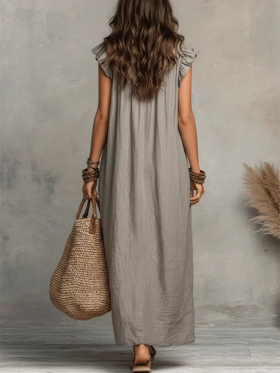 Emma | Long Boho-Style Dress Made of Linen and Cotton