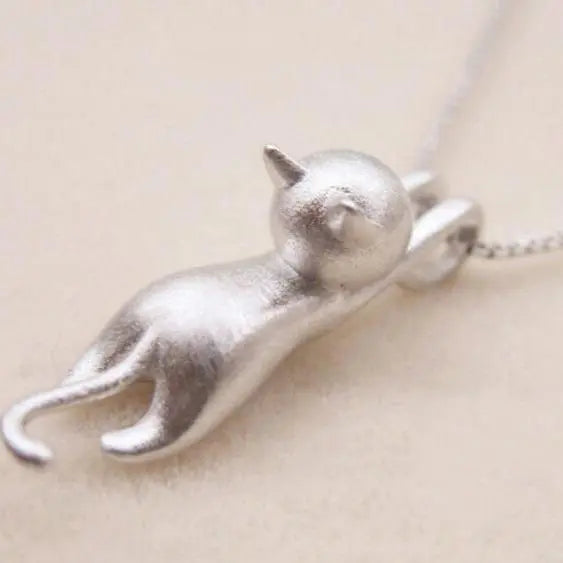 Fun Necklace with a Kitten in 925 Silver