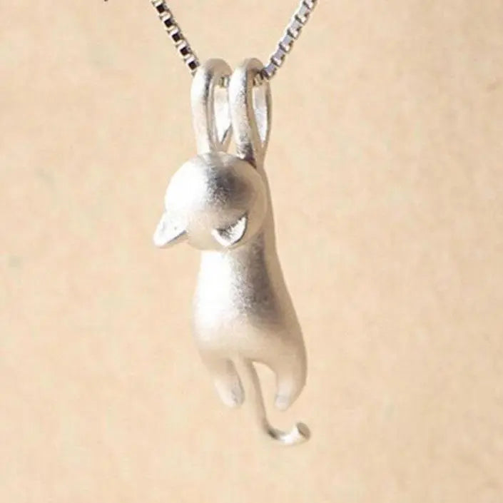 Fun Necklace with a Kitten in 925 Silver