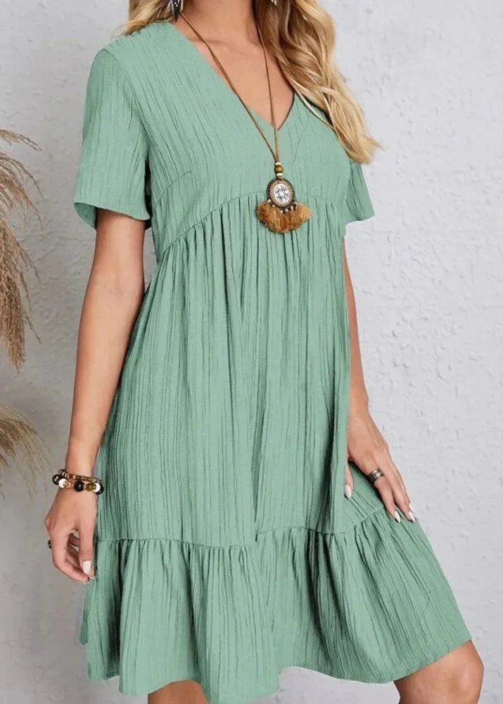 Jana™ – V-Neck Ribbed Layered Mini Dress