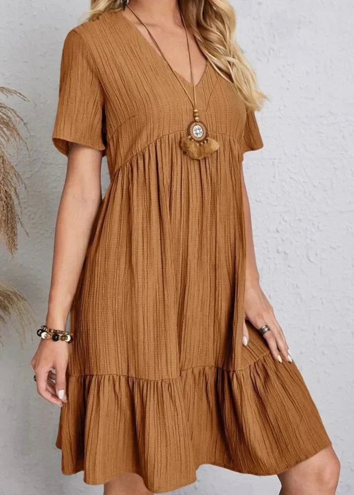 Jana™ – V-Neck Ribbed Layered Mini Dress