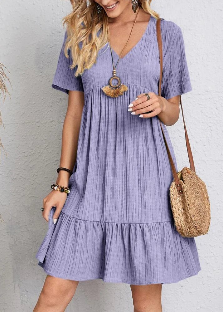Jana™ – V-Neck Ribbed Layered Mini Dress