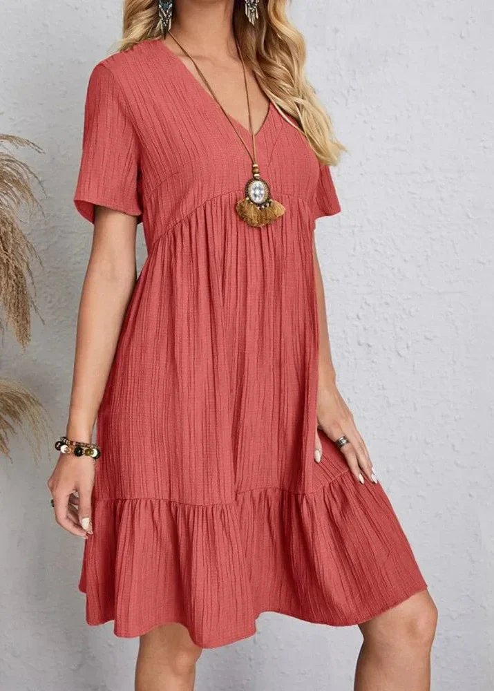 Jana™ – V-Neck Ribbed Layered Mini Dress