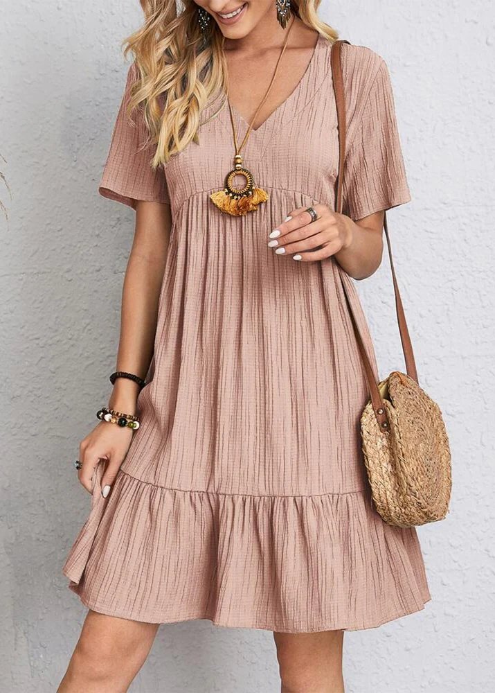 Jana™ – V-Neck Ribbed Layered Mini Dress