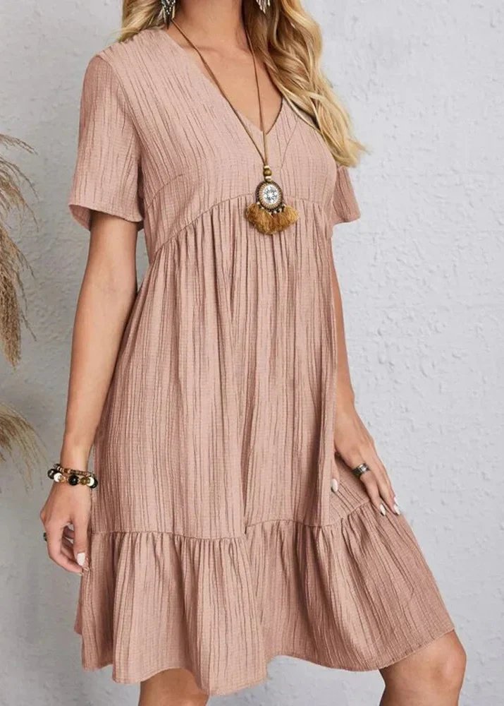 Jana™ – V-Neck Ribbed Layered Mini Dress