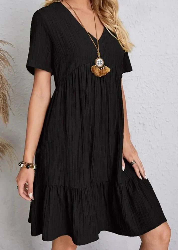 Jana™ – V-Neck Ribbed Layered Mini Dress