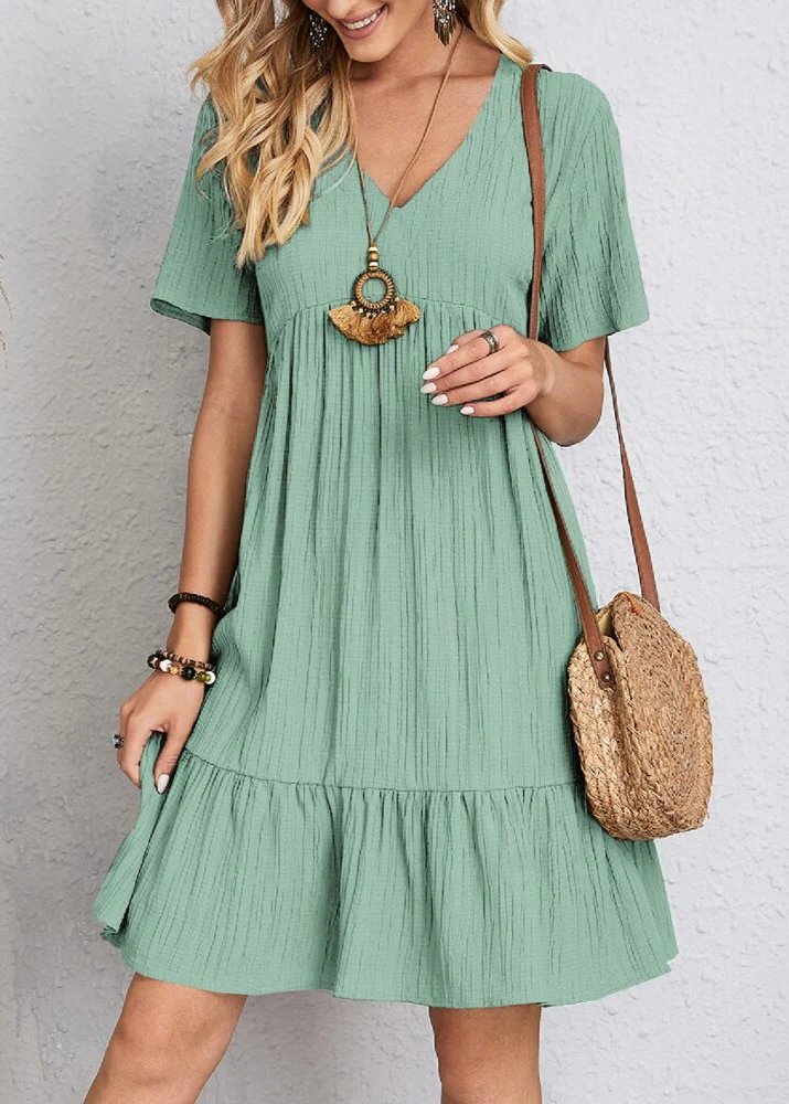Jana™ – V-Neck Ribbed Layered Mini Dress
