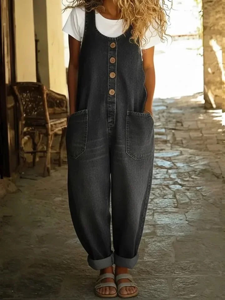 Nancy | Vintage Washed Cotton Denim Overalls