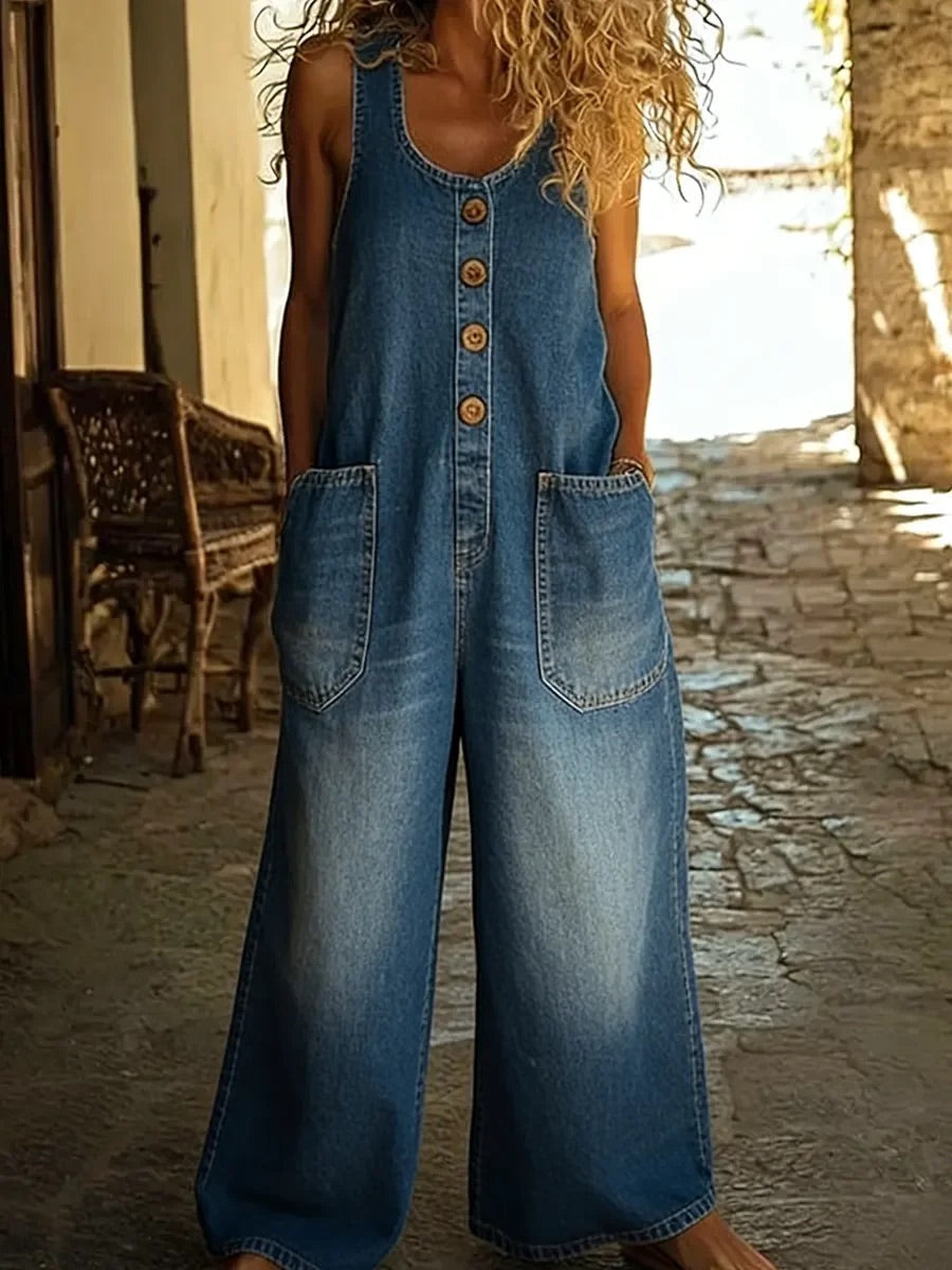 Nancy | Vintage Washed Cotton Denim Overalls