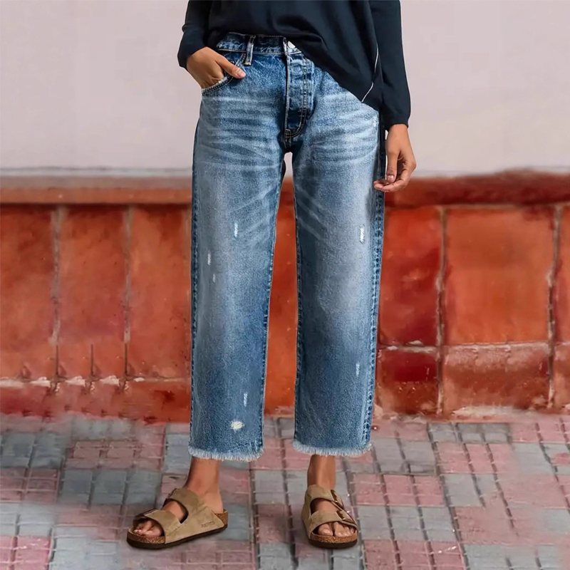 Pauline | Retro Cropped Straight Jeans