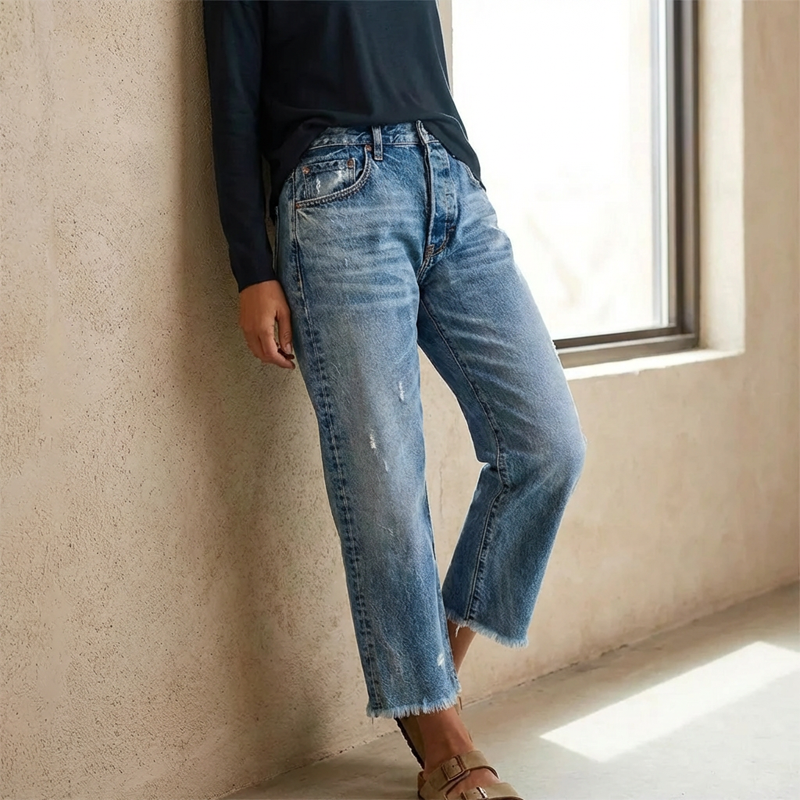 Pauline | Retro Cropped Straight Jeans